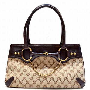 GUCCI Shoulder Tote Bag Bit GG Canvas Brown Beige